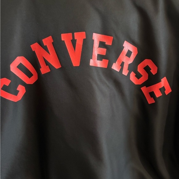 Converse C Chenille Bomber Jacket Youth XL Black Red Spellout EUC - Picture 5 of 8